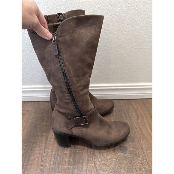 ECCO Side Zip Block Heel Knee High Boots Leather Brown Size 40 EUR 9 US NEW - Picture 5 of 7